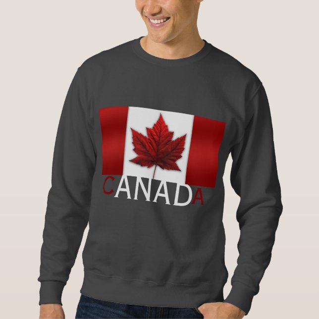 Canada Flagga Shirt Canada Souvenir Sweatshirtss Lång Ärmad Tröja (Framsida)