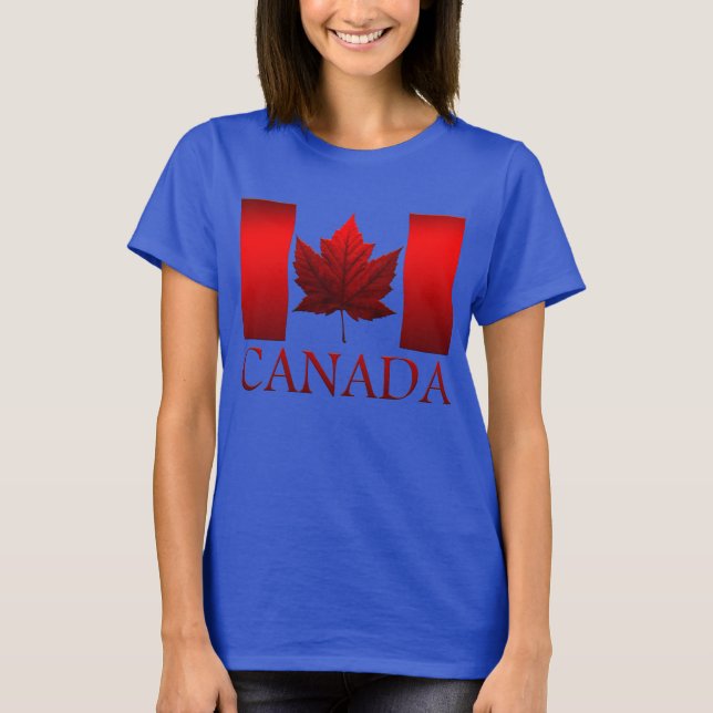 Canada Flagga Shirt Plus Storlekare Kanada Basebal Tröja (Framsida)
