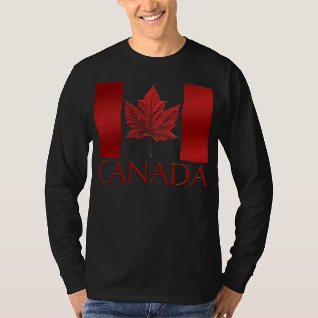 Canada Flagga Shirts Långärmad Canada Souvenir Top Tee (Framsida)