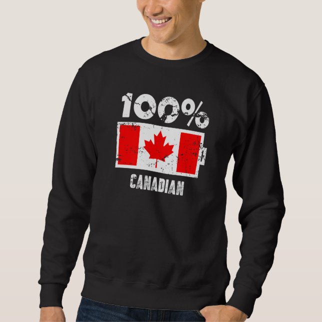 Canada Flagga Support 100 Canadian Battery Power P Lång Ärmad Tröja (Framsida)