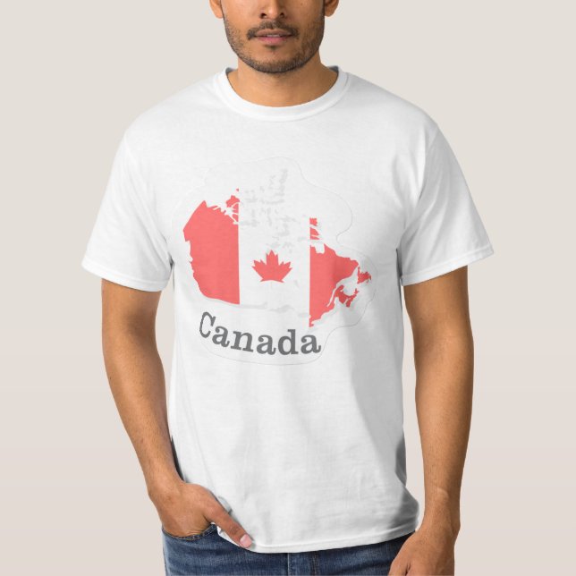 Canada Flagga T-Shirt - Flat Sticker Design (Framsida)
