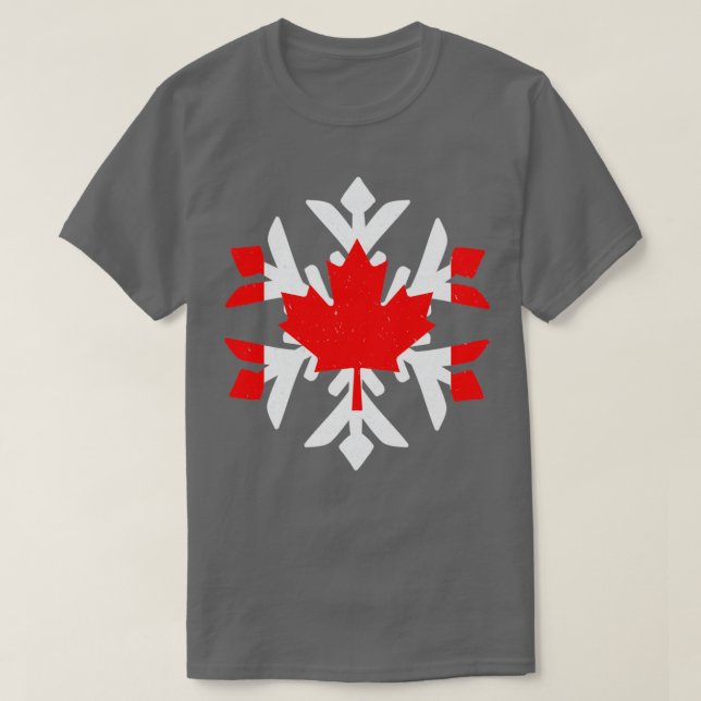 Canada Flagga Winter Snowflake Design T Shirt (Design framsida)
