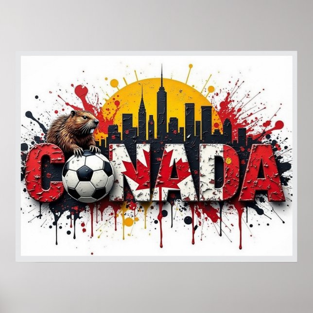 Canada Football Citiscape Oil Painting Style Art Poster (Framsidan)