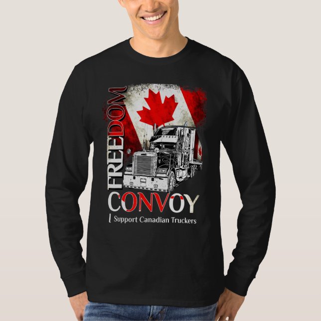 Canada Freedom Convoy 2022 Canadian Truckers Suppo T Shirt (Framsida)