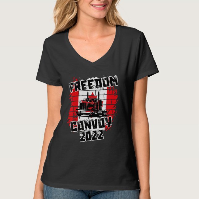 Canada Freedom Convoy 2022 Canadian Truckers Suppo T Shirt (Framsida)