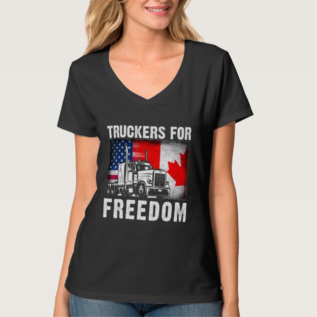 Canada Freedom Convoy 2022 Canadian Truckers Suppo T Shirt (Framsida)