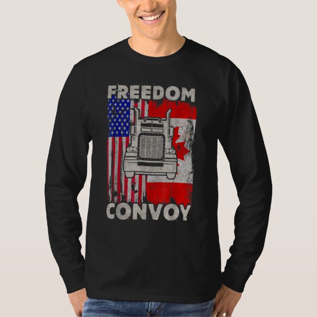 Canada Freedom Convoy 2022 Canadian Truckers Suppo T Shirt (Framsida)
