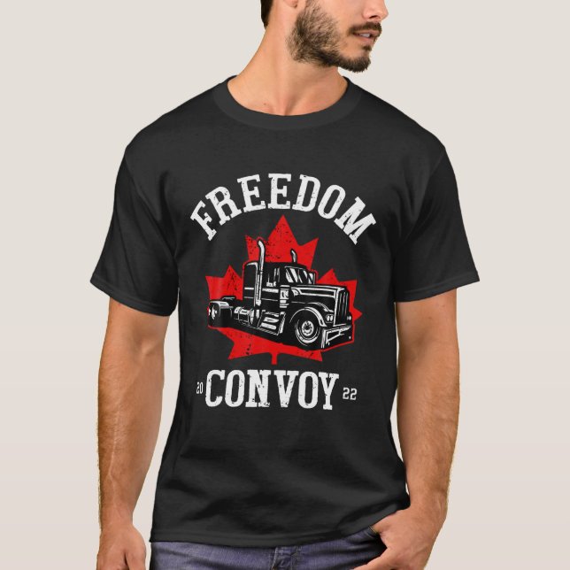 Canada Freedom Convoy 2022 Canadian Truckers Suppo T Shirt (Framsida)