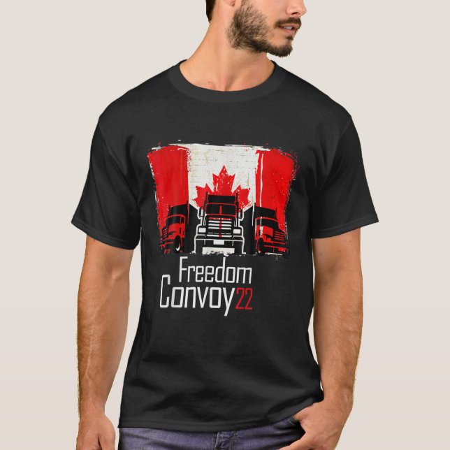 Canada Freedom Convoy 2022 Canadian Truckers T Shirt (Framsida)