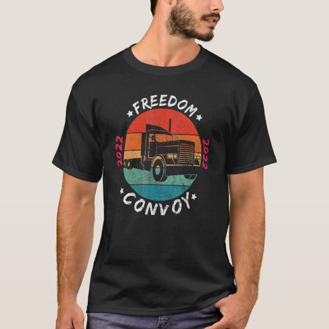 Canada Freedom Convoy Flagga US Canadian Truckers  T Shirt (Framsida)