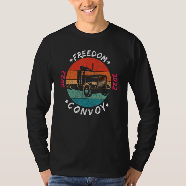 Canada Freedom Convoy Flagga US Canadian Truckers  T Shirt (Framsida)