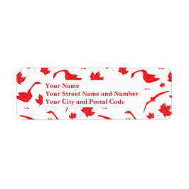 Canada Geese and Maple Löv - Canadian flagga red. Returadress Etikett