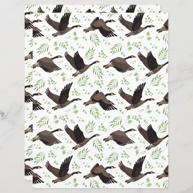 Canada Geese Scrapbook Paper (Fram/baksida)