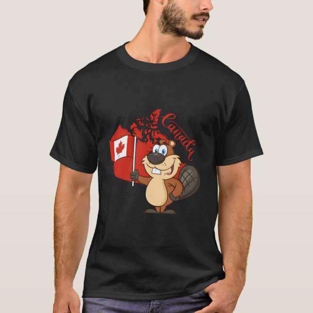 Canada Gifts Canadian Groundhog Flagga T Shirt (Framsida)