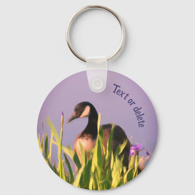 Canada Goose Iris Flowers Animal Personlig Nyckelring (Framsida)