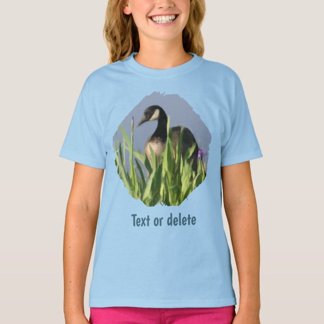 Canada Goose Irises Animal Art  T Shirt (Framsida)
