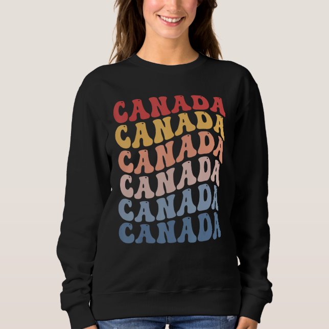 Canada Groovy Retro Canadian T Shirt (Framsida)