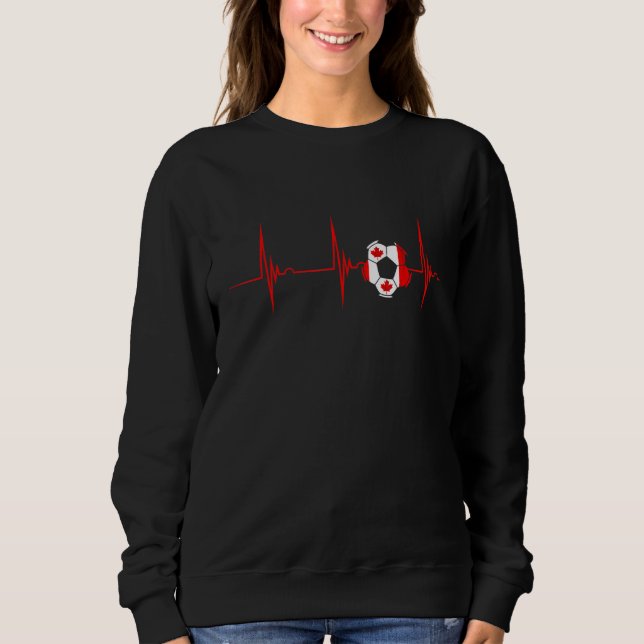 Canada Heartbeat EKG Pulse Ball Canadian Flag Mapl T Shirt (Framsida)