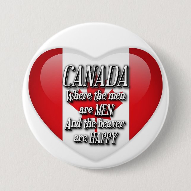 Canada Humor Heart Flagga Button Knapp (Framsida)