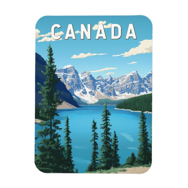 Canada Illustration Travel Art Vintage Magnet (Vertikal)