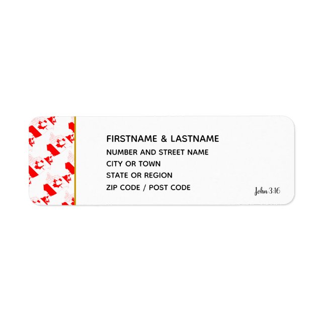 CANADA | John 3:16 Fästare Returadressetikett Returadress Etikett (Framsidan)