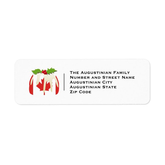 CANADA | Julpudding | Festive Adress Returadress Etikett (Framsidan)
