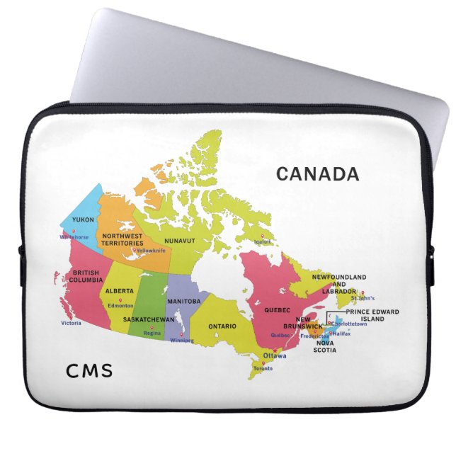Canada Karta anpassningsbar monogram laptop sleeve (Framsidan)