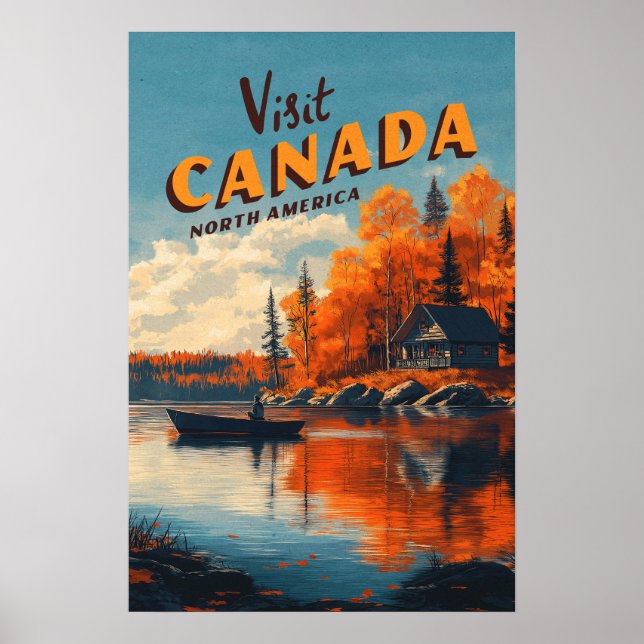 Canada Lake Fiske Resa Affisch (Framsidan)