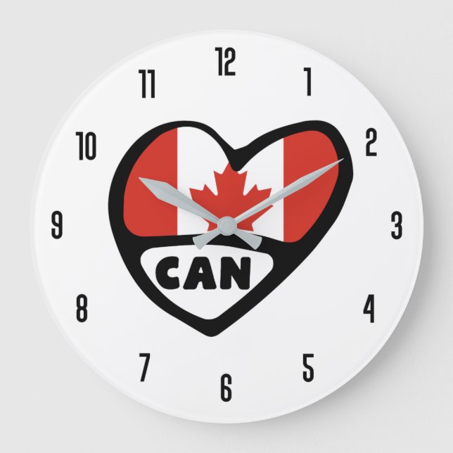 Canada Land Code CAN Flagga Heart Stor Klocka (Framsida)