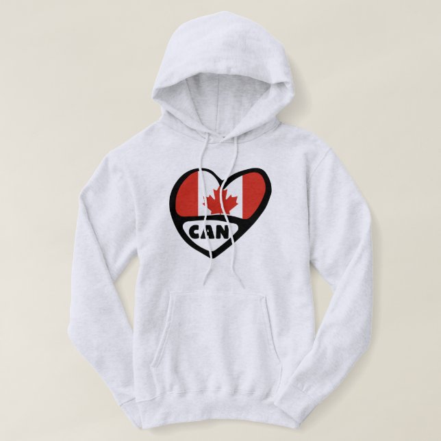 Canada Land Code Flagga Heart, CAN Hoodie (Design framsida)