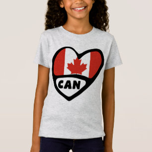 Canada Land Code Flagga Heart, CAN T Shirt