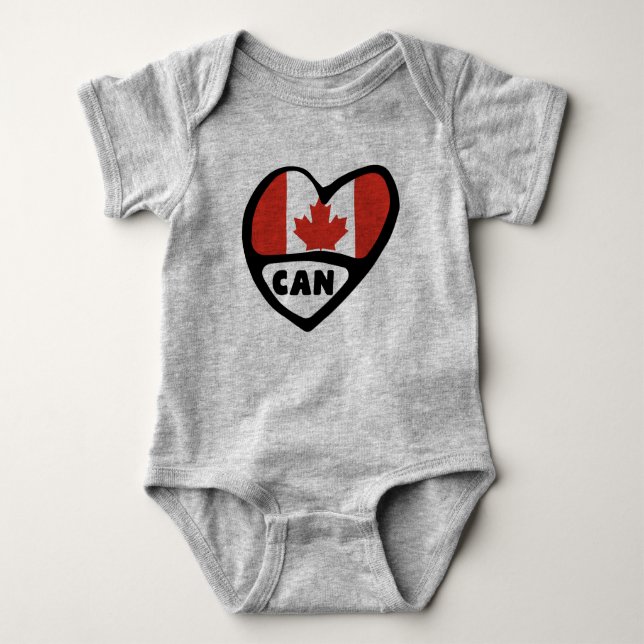 Canada Land Code Flagga Heart, CAN T Shirt (Framsida)