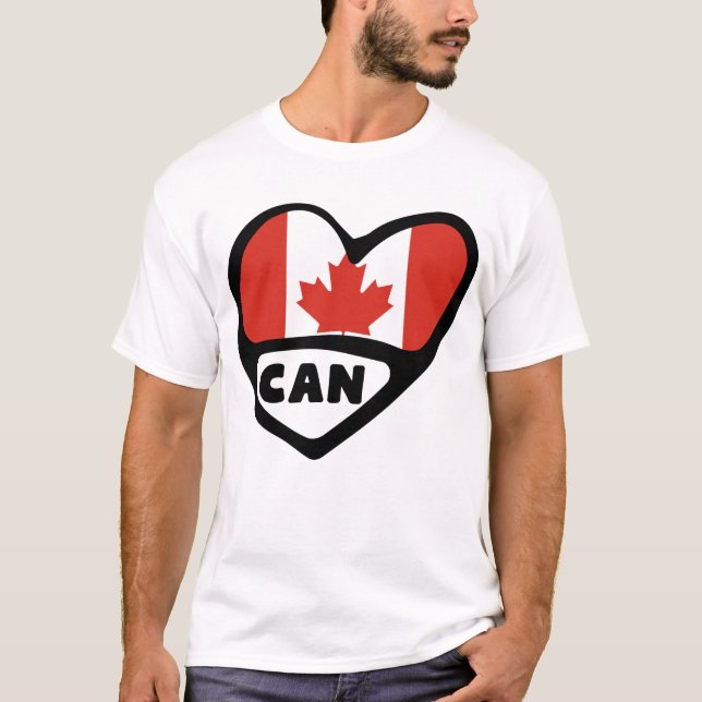 Canada Land Code Flagga Heart, CAN T Shirt (Framsida)