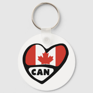 Canada Land Code Flagga Heart Nyckelring, CAN Nyckelring