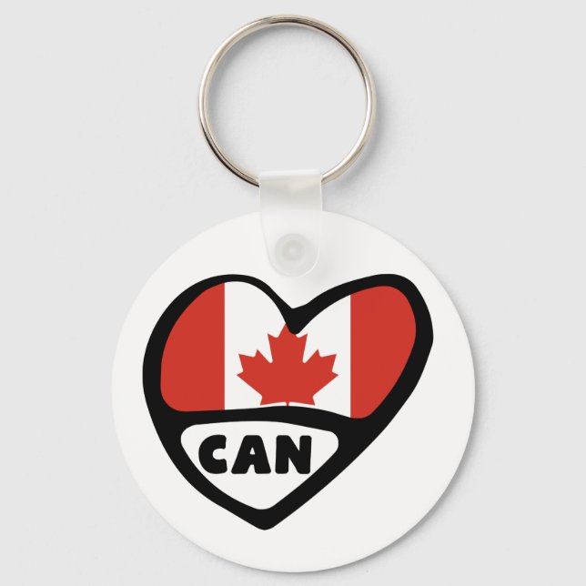 Canada Land Code Flagga Heart Nyckelring, CAN Nyckelring (Framsida)