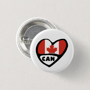 Canada Land Code Flagga Heart Pin Badge, CAN Knapp