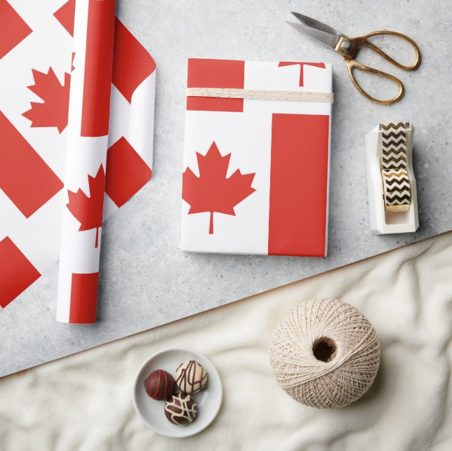 Canada Leaf Patriotic Flag Wrapping Paper Presentpapper (Hantverk)
