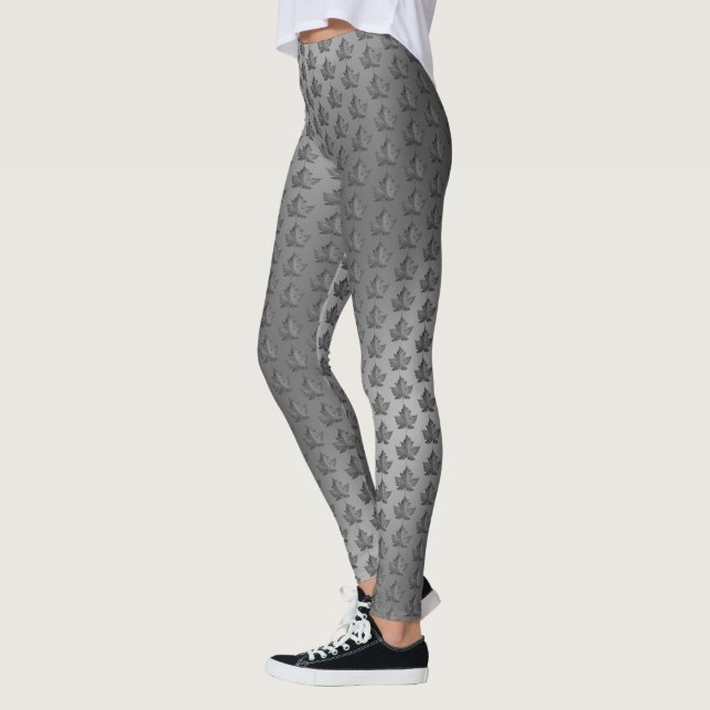 Canada Leggings Silver Kanada Maple Löv Leggings (Vänster)