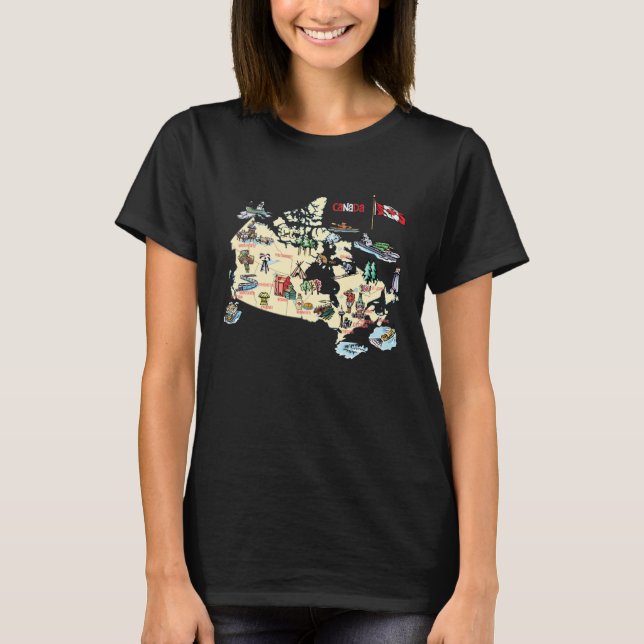 Canada map major cities Tourist Destinations attra T Shirt (Framsida)