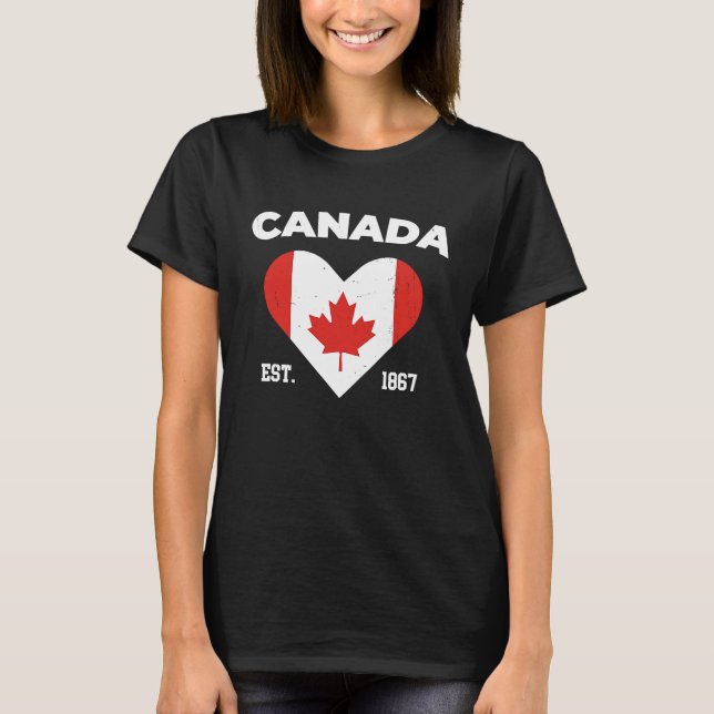 Canada Maple Leaf Flag Heart  Canadian Patriot Van T Shirt (Framsida)