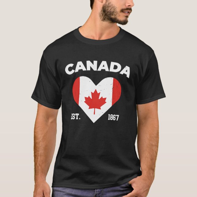 Canada Maple Leaf Flag Heart  Canadian Patriot Van T Shirt (Framsida)