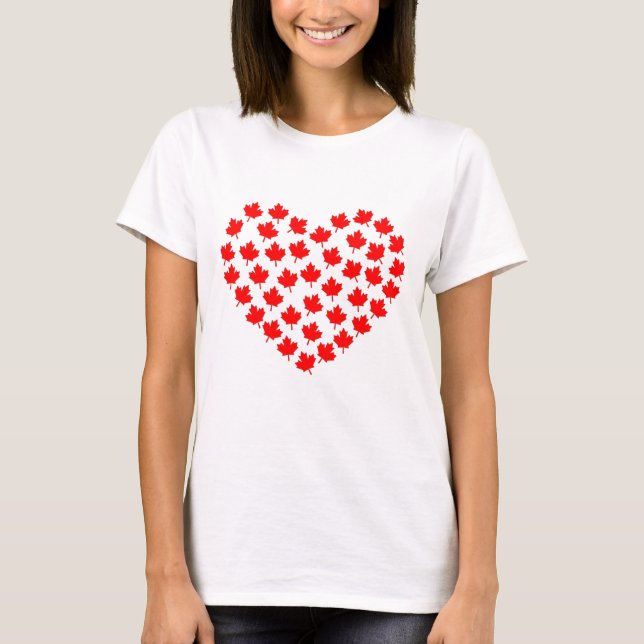 canada maple leaf heart canadian t shirt (Framsida)