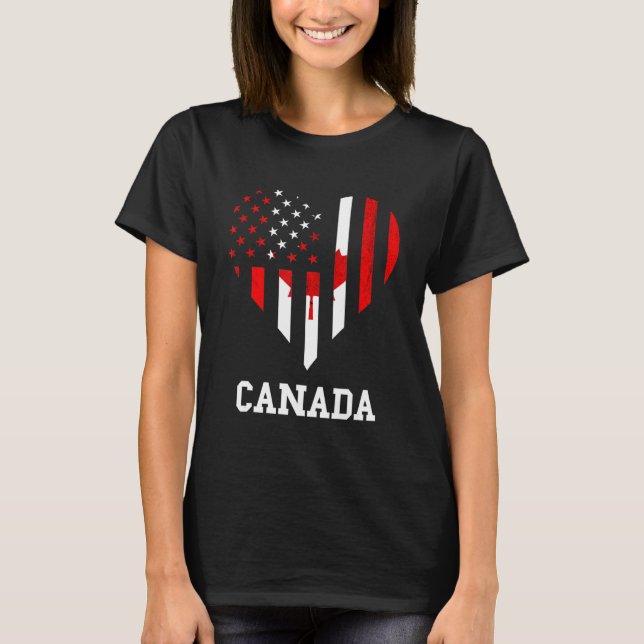 Canada Maple Löv Heart Canadian Pride Canadian Fl T Shirt (Framsida)