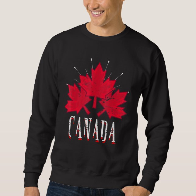 Canada Maple Löv Proud Canadian Kanada Lång Ärmad Tröja (Framsida)