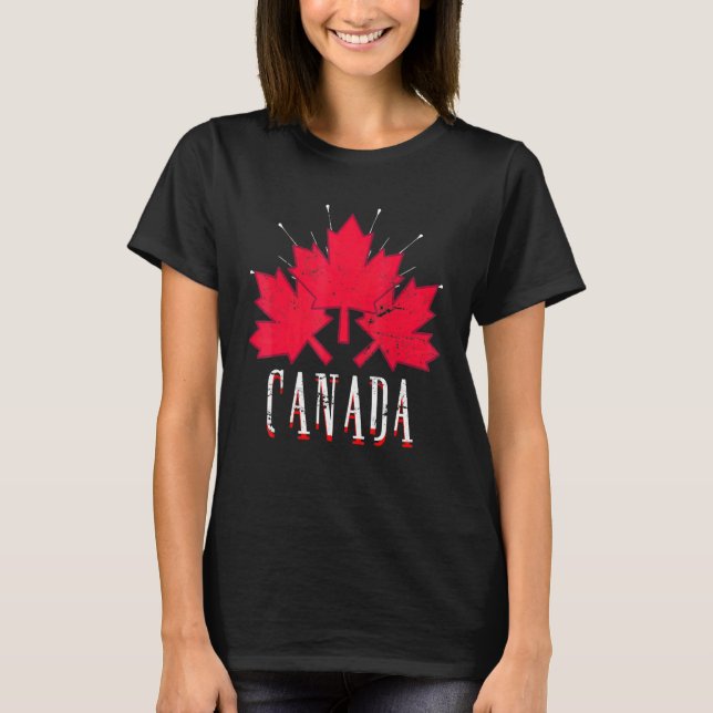 Canada Maple Löv Proud Canadian Kanada T Shirt (Framsida)