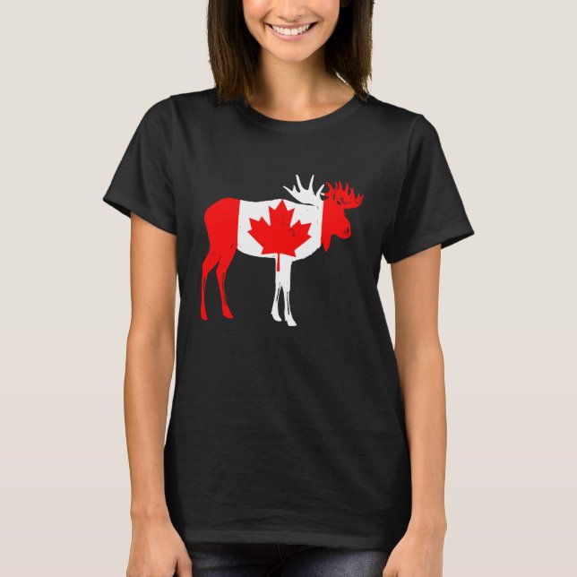 Canada Moose Canadian Flag Pride T Shirt (Framsida)