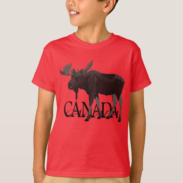 Canada Moose T-shirt Barn Canadian Souvenir Shirt (Framsida)
