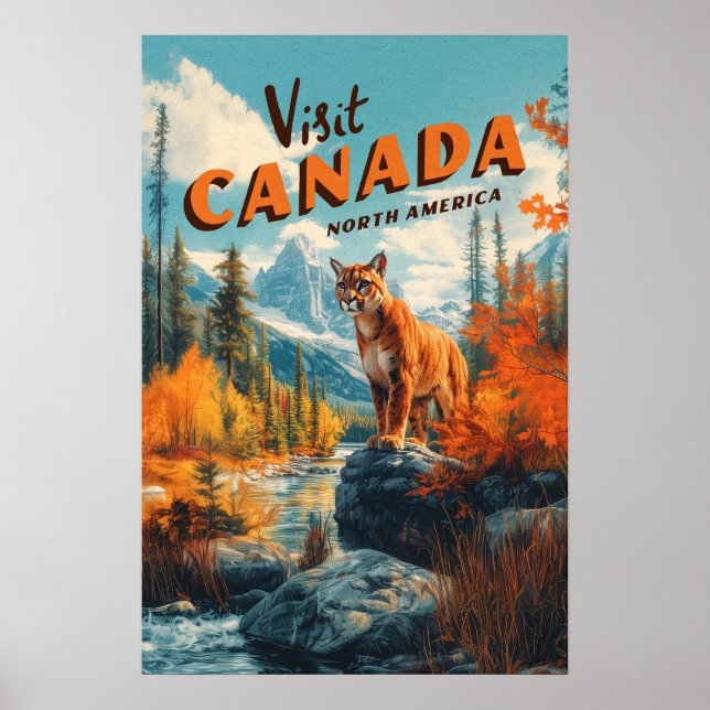 Canada Mountains Puma Travel Poster (Framsidan)