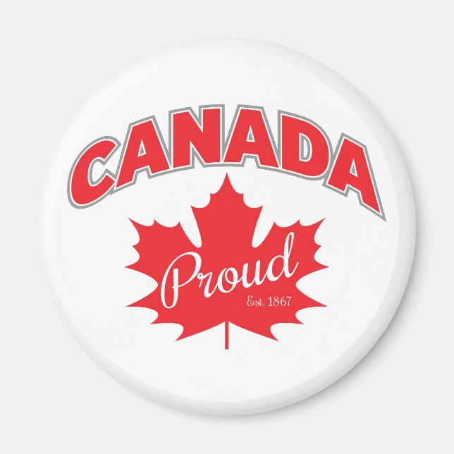 "Canada Proud Est. 1867-tumsbild med Löv Magnet (Framsidan)