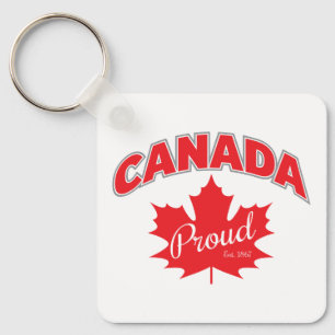 "Canada Proud Est. 1867-tumsbild med Löv Nyckelring